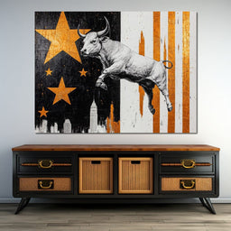 Bull Triumphs City Dreams - NicheCanvas