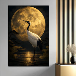 Crane Moonrise - NicheCanvas