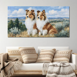 Pastoral Collie Duo Countryside - NicheCanvas