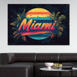 Miami Sunset Retro Vibes - NicheCanvas
