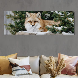 Winter Fox Under Pine Boughs - NicheCanvas