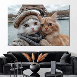 Parisian Feline Companions - NicheCanvas
