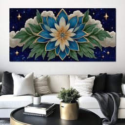 Celestial Lotus Under Cosmic Stars - NicheCanvas
