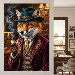 Gentleman Fox Smoking - NicheCanvas