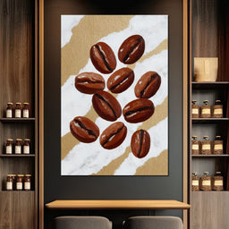 Coffee Beans Gilded Background - NicheCanvas