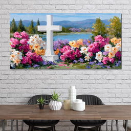 Garden Reverie by the Lake - NicheCanvas