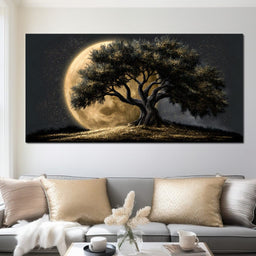 Gilded Roots Beneath A Radiant Moon - NicheCanvas