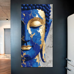 Cobalt Gold Buddha Portrait - NicheCanvas