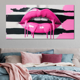 Luscious Pink Tantalizing Lips - NicheCanvas