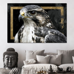Golden Frame Falcon Portrait - NicheCanvas