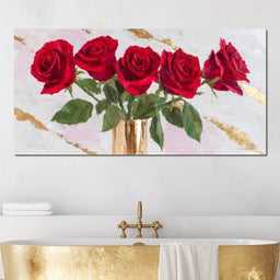 Ruby Roses Gold Leaf Bouquet - NicheCanvas