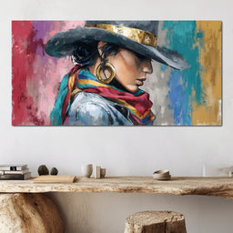 Golden Horizon Cowgirl Elegance - NicheCanvas
