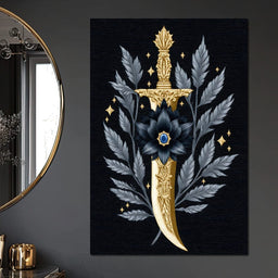 Golden Dagger Midnight Floral - NicheCanvas