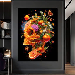 Floral Citrus Skull Energy Burst - NicheCanvas