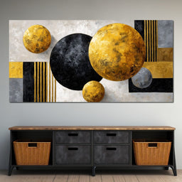 Modern Gold Geometric Orbs - NicheCanvas