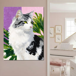 Emerald Eyed Cat Tropical Muse - NicheCanvas