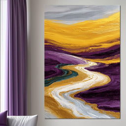 Golden River Through Violet Dunes - NicheCanvas