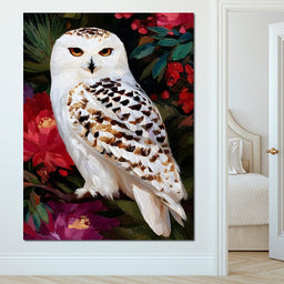 Snowy Owl Garden Blooming - NicheCanvas