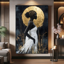 Golden Halo Grace Silhouette - NicheCanvas