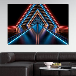 Neon Velocity Through The Infinite Corridor - NicheCanvas