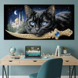 Moonlit Panther Of Golden Minarets - NicheCanvas
