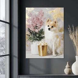 Pomeranian Petals Gold Light - NicheCanvas