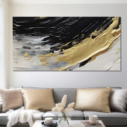 Golden Current Abstract Landscape - NicheCanvas