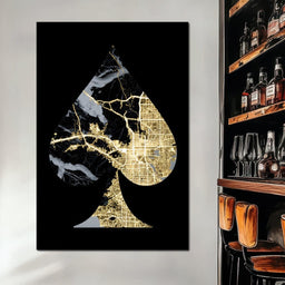 Golden Spade Deco Map - NicheCanvas