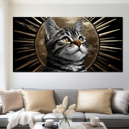 Golden Halo Tabby Cat Reverie - NicheCanvas