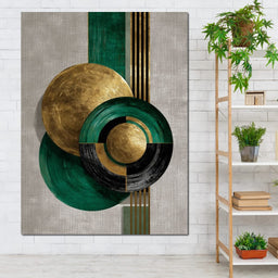 Emerald Gold Geometric Circles - NicheCanvas