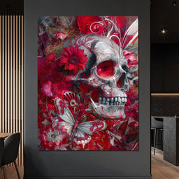 Rose Petal Skull Garden Feast - NicheCanvas