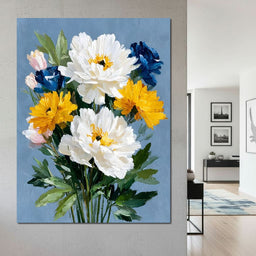 Blue Garden Peony Bouquet - NicheCanvas