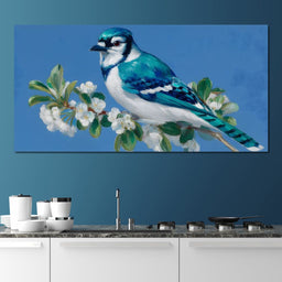 Sapphire Plume on Blossoms - NicheCanvas