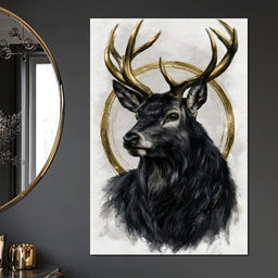 Stag of the Gilded Halo - NicheCanvas
