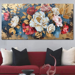 Golden Royal Flowers 01 - Wildrose Creations - NicheCanvas