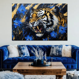 Fierce Tiger in Wild Blooms - Alicia Smith - NicheCanvas