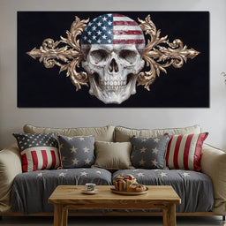 Patriotic Skull Baroque Fusion - NicheCanvas