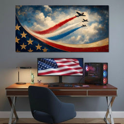 Patriots Flying Above The Clouds - NicheCanvas