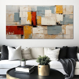 Abstract Ochre Geometry Fields - NicheCanvas