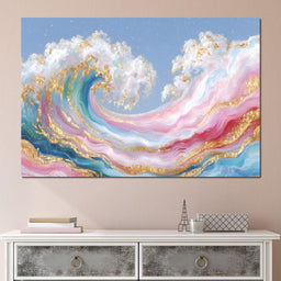 Golden Waves of Pastel Dreams - NicheCanvas