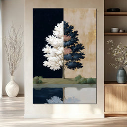 Dual Seasons Reflected Tree - NicheCanvas