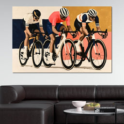 Three Cyclists Chasing The Final Bend - NicheCanvas