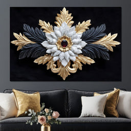 Baroque Marble Gold Ruby Emblem - NicheCanvas