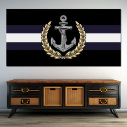 Nautical Anchor Laurel Crest - NicheCanvas