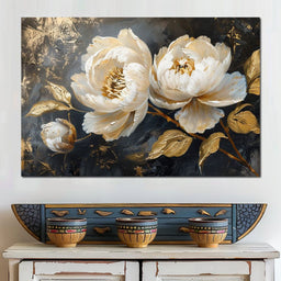 Golden Petals on Midnight - NicheCanvas