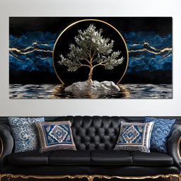 Golden Olive Tree Halo Reflection - NicheCanvas