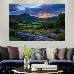 Sunbeams Over Green Valley - NicheCanvas