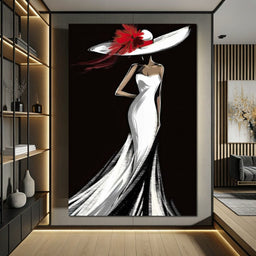 The White Dress -  Elegant Nocturne Silhouette - NicheCanvas