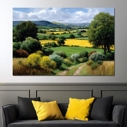 Golden Fields Country Path - NicheCanvas
