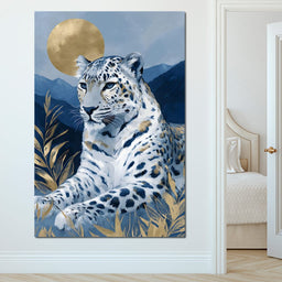 Golden Moon Snow Leopard Calm - NicheCanvas